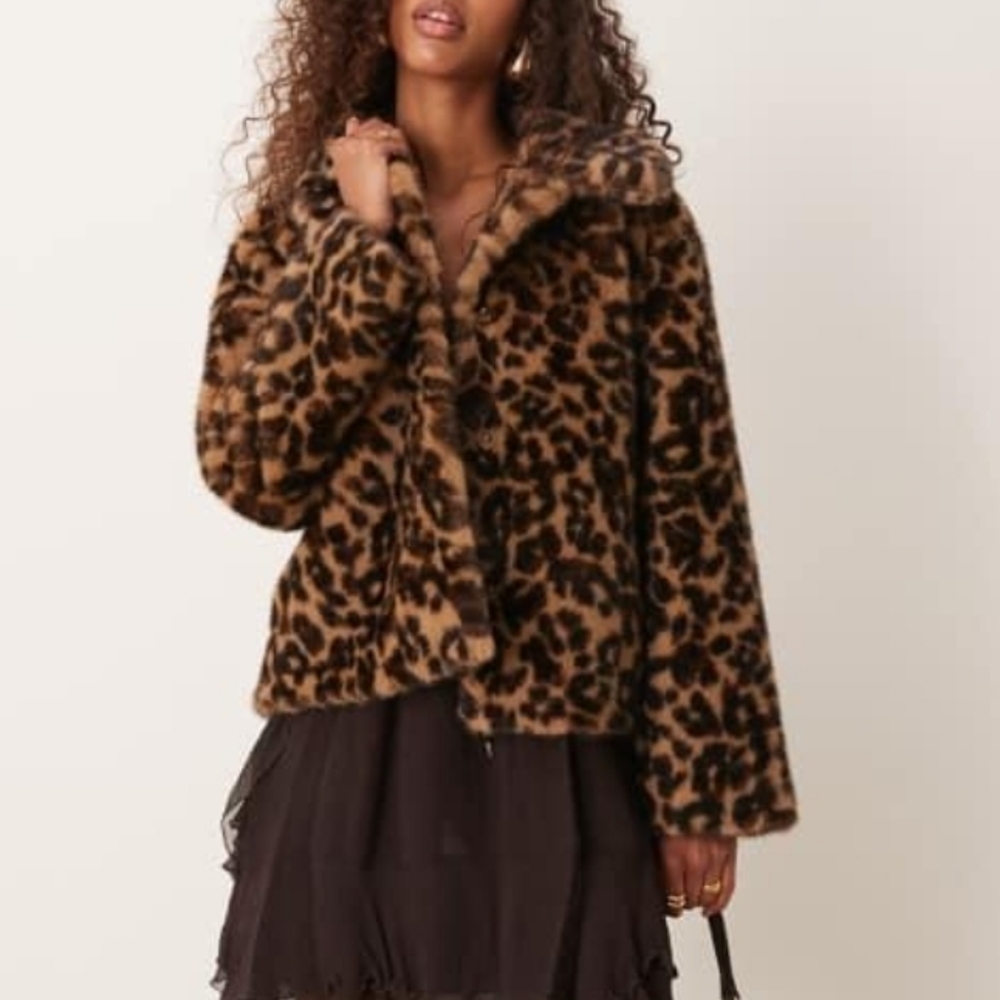 Abercrombie & Fitch Brown Leopard Teddy Jacket